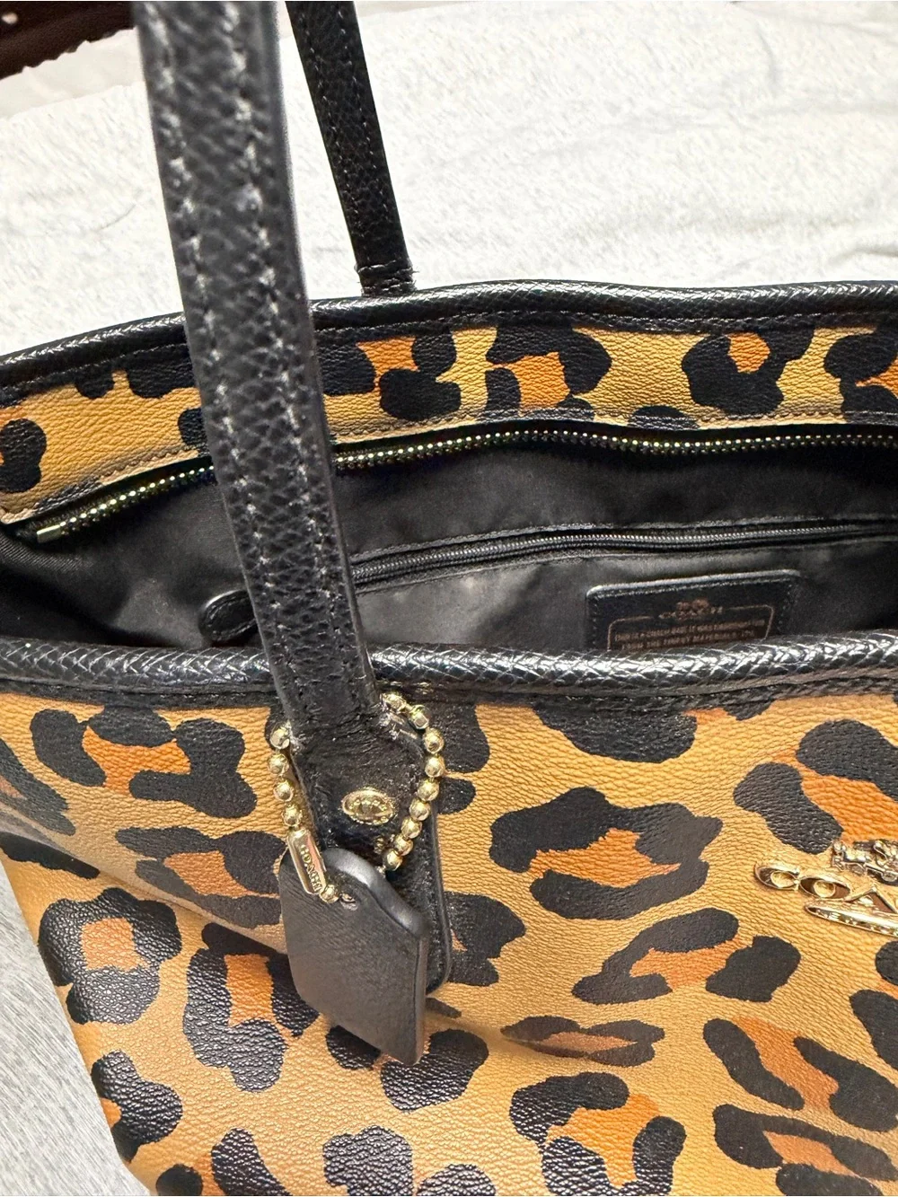 Coach Leopard-Print Tote in Tan and Black